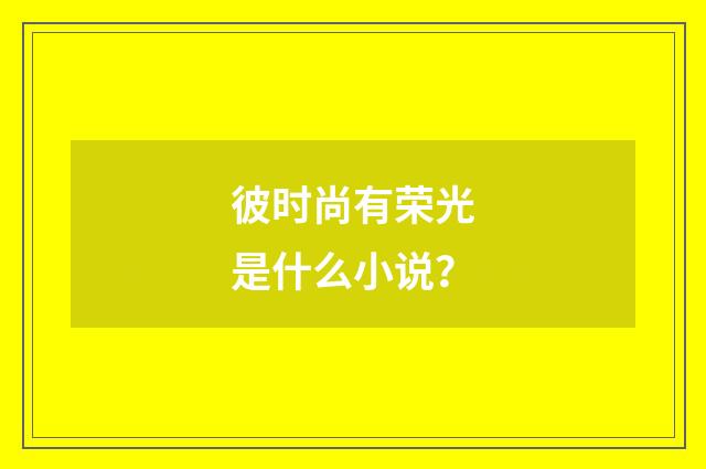 彼时尚有荣光是什么小说?