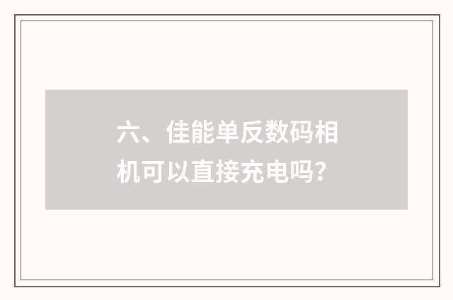 六、佳能单反数码相机可以直接充电吗？