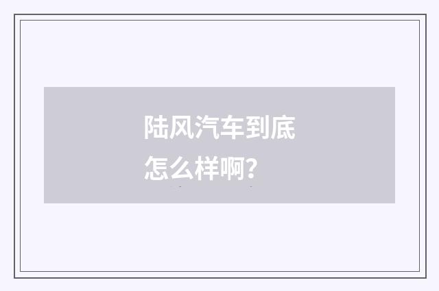 陆风汽车到底怎么样啊？