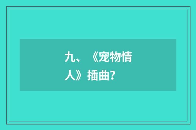九、《宠物情人》插曲?