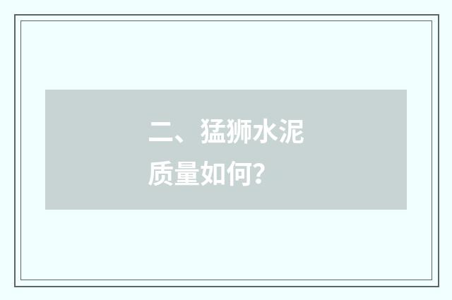 二、猛狮水泥质量如何?