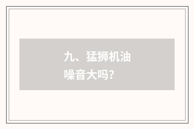 九、猛狮机油噪音大吗？