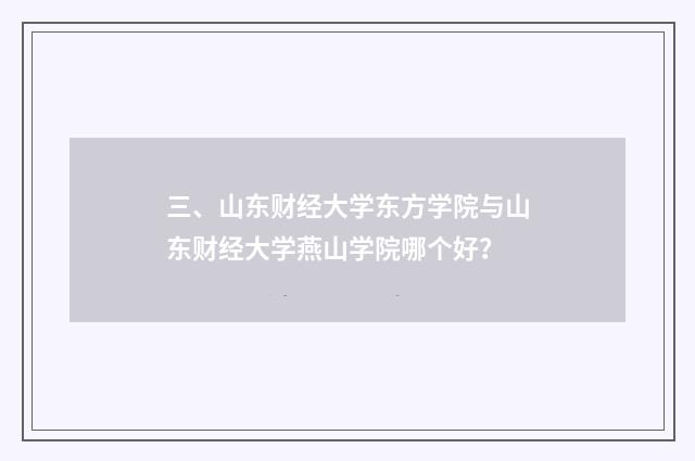 三、山东财经大学东方学院与山东财经大学燕山学院哪个好?