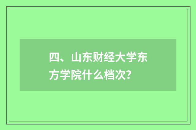 四、山东财经大学东方学院什么档次?