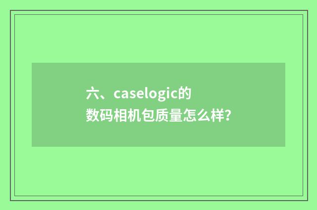六、caselogic的数码相机包质量怎么样？