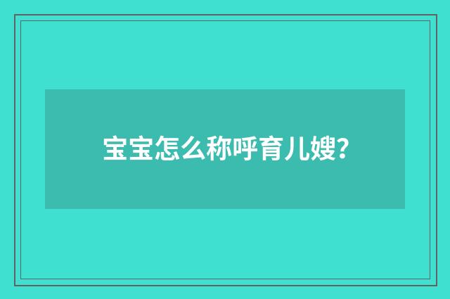 宝宝怎么称呼育儿嫂?