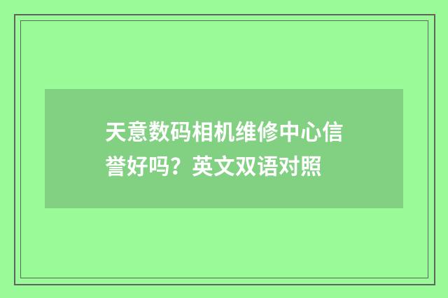 天意数码相机维修中心信誉好吗?英文双语对照