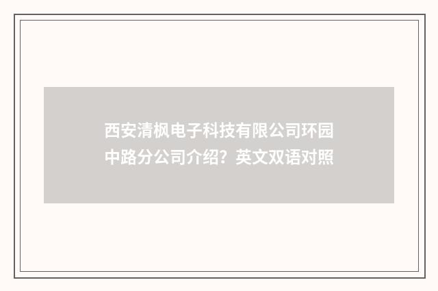 西安清枫电子科技有限公司环园中路分公司介绍？英文双语对照