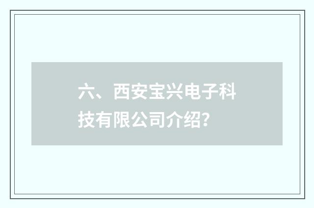 六、西安宝兴电子科技有限公司介绍？