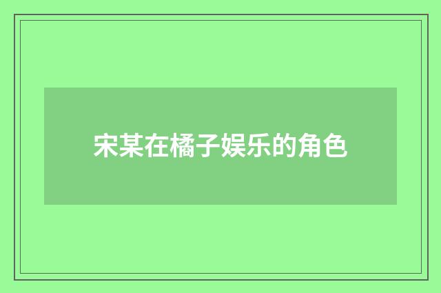 宋某在橘子娱乐的角色