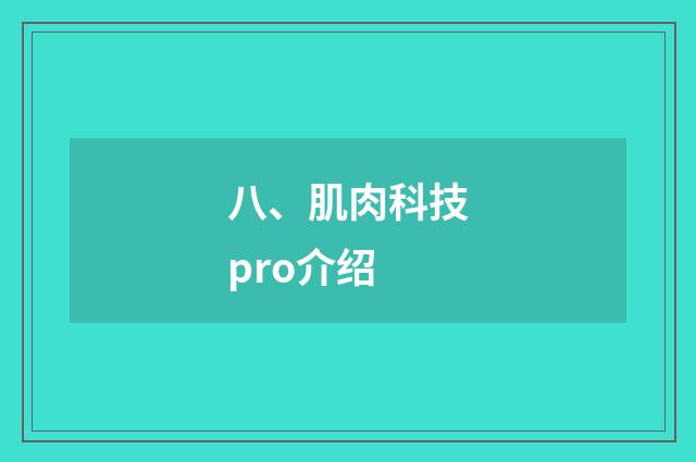八、肌肉科技pro介绍