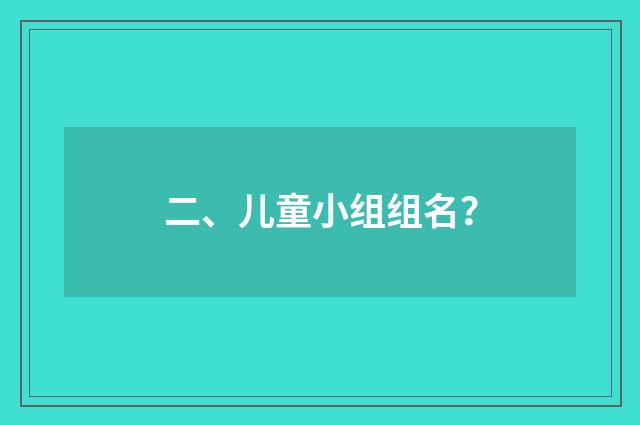 二、儿童小组组名？