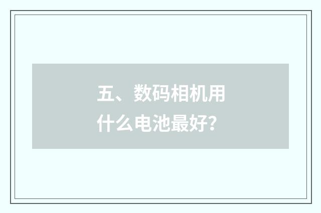 五、数码相机用什么电池最好？