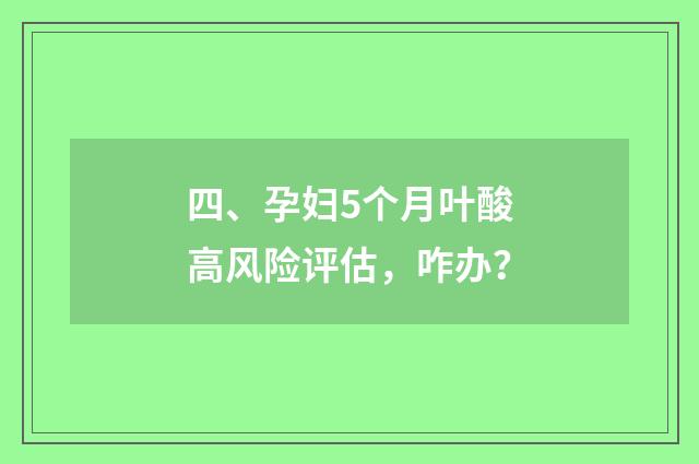 四、孕妇5个月叶酸高风险评估,咋办?
