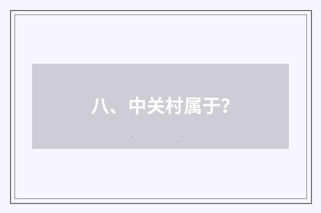 八、中关村属于？
