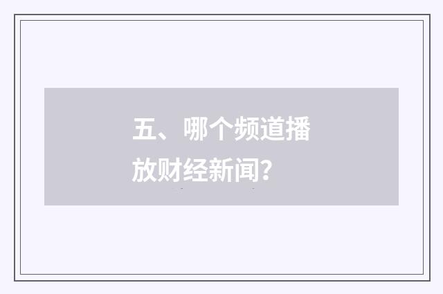 五、哪个频道播放财经新闻？