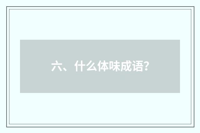 六、什么体味成语？