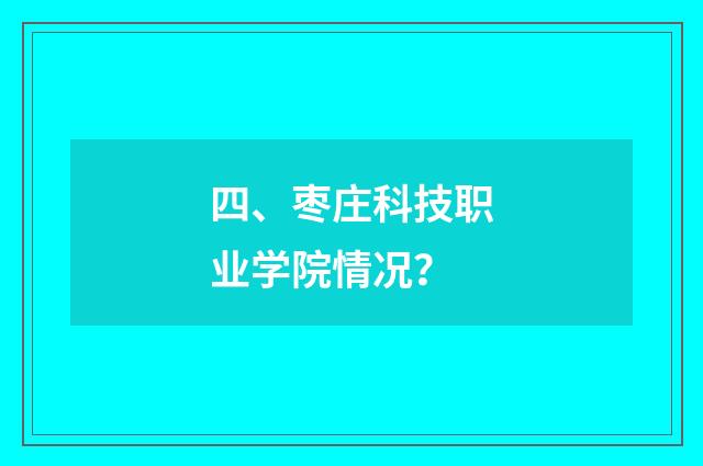 四、枣庄科技职业学院情况？