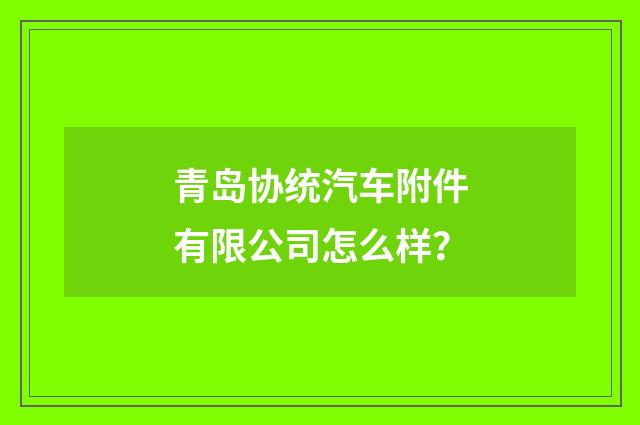 青岛协统汽车附件有限公司怎么样？
