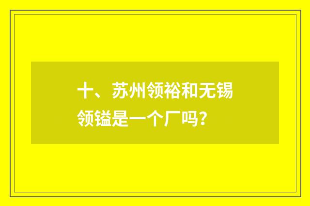 十、苏州领裕和无锡领镒是一个厂吗?