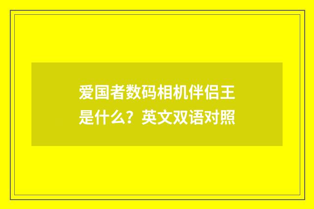 爱国者数码相机伴侣王是什么?英文双语对照