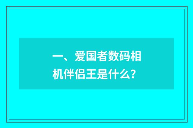 一、爱国者数码相机伴侣王是什么?