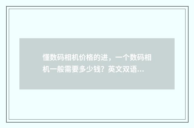 懂数码相机价格的进，一个数码相机一般需要多少钱？英文双语对照