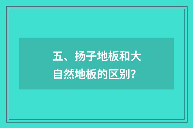 五、扬子地板和大自然地板的区别？