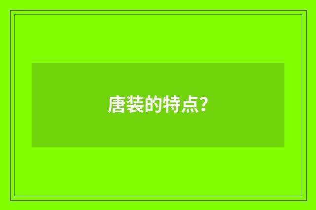 唐装的特点？