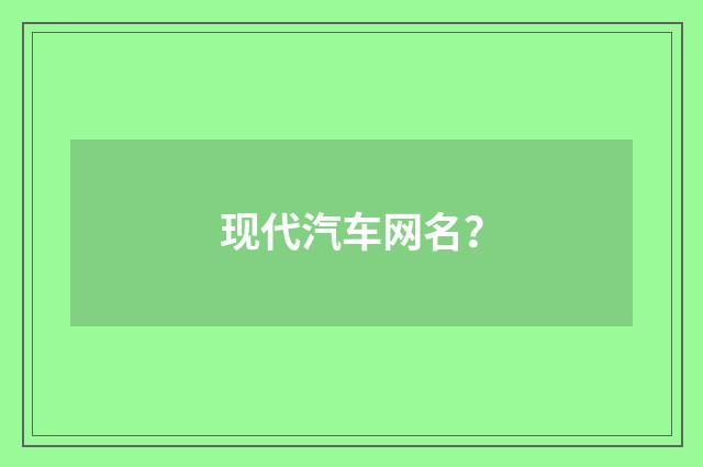 现代汽车网名?