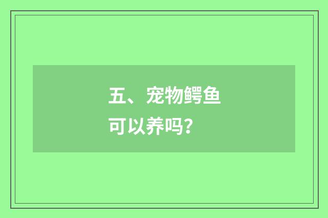 五、宠物鳄鱼可以养吗?