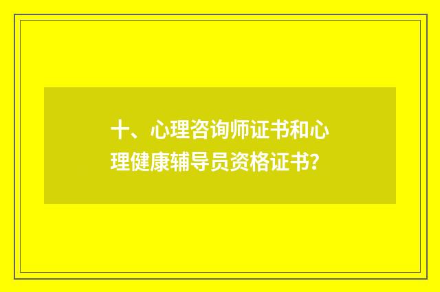 十、心理咨询师证书和心理健康辅导员资格证书？