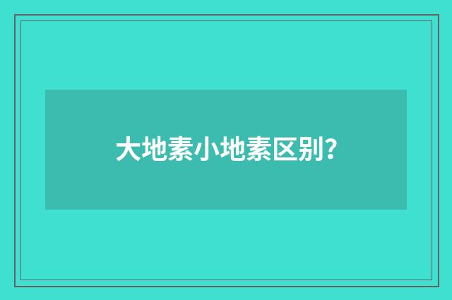 大地素小地素区别？