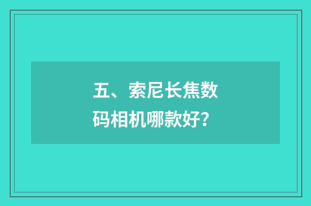 五、索尼长焦数码相机哪款好？