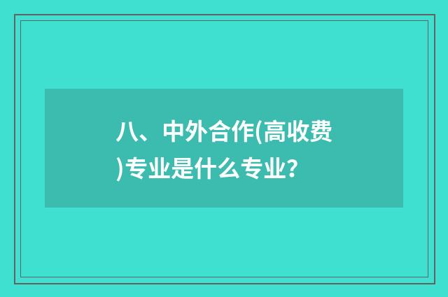 八、中外合作(高收费)专业是什么专业?