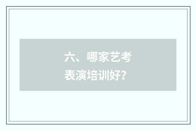 六、哪家艺考表演培训好？