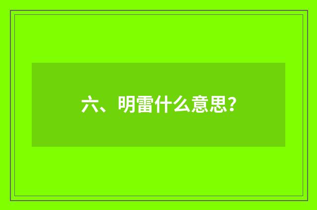 六、明雷什么意思?