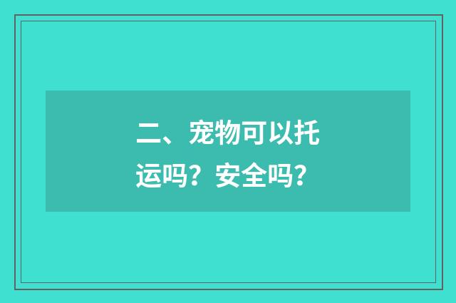 二、宠物可以托运吗？安全吗？