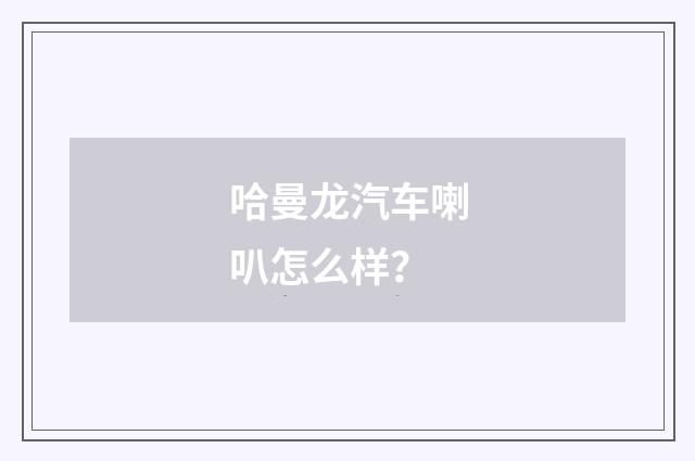 哈曼龙汽车喇叭怎么样？