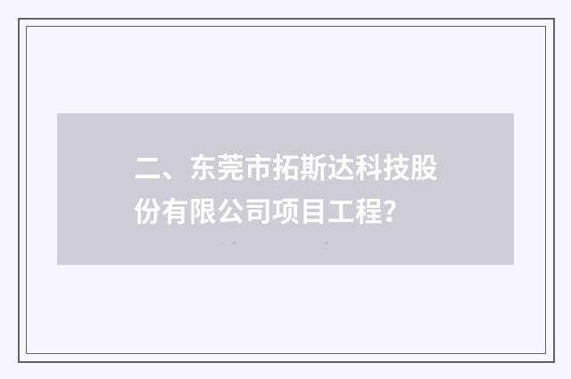 二、东莞市拓斯达科技股份有限公司项目工程？