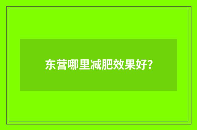 东营哪里减肥效果好？