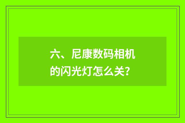六、尼康数码相机的闪光灯怎么关？