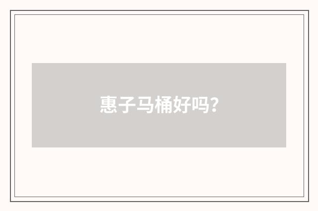 惠子马桶好吗？