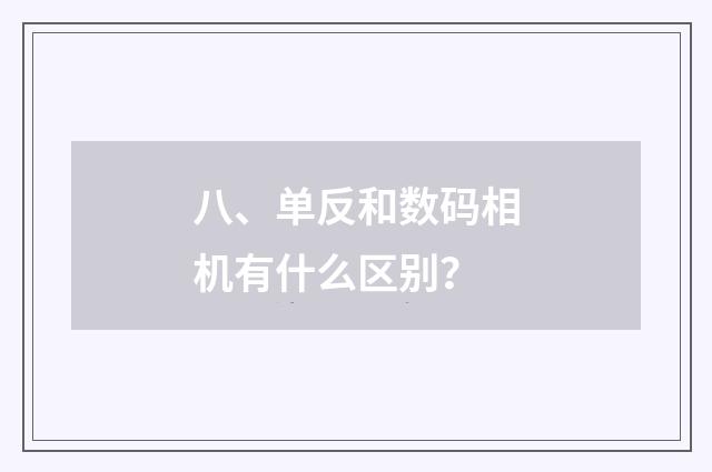八、单反和数码相机有什么区别？