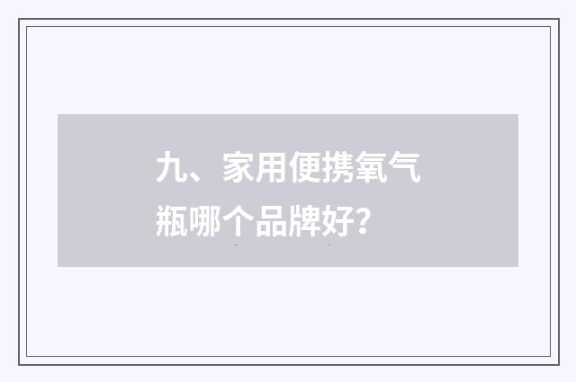 九、家用便携氧气瓶哪个品牌好?