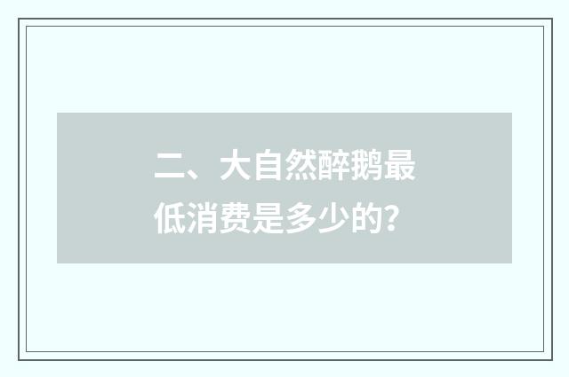 二、大自然醉鹅最低消费是多少的？