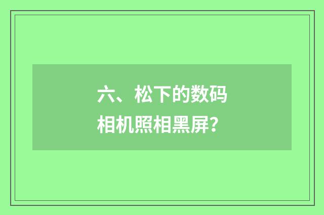 六、松下的数码相机照相黑屏？