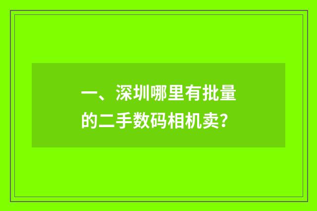 一、深圳哪里有批量的二手数码相机卖?