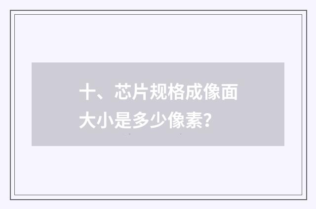 十、芯片规格成像面大小是多少像素？