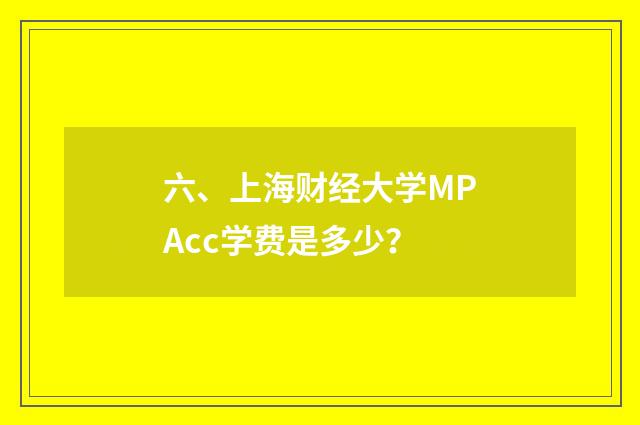 六、上海财经大学MPAcc学费是多少?